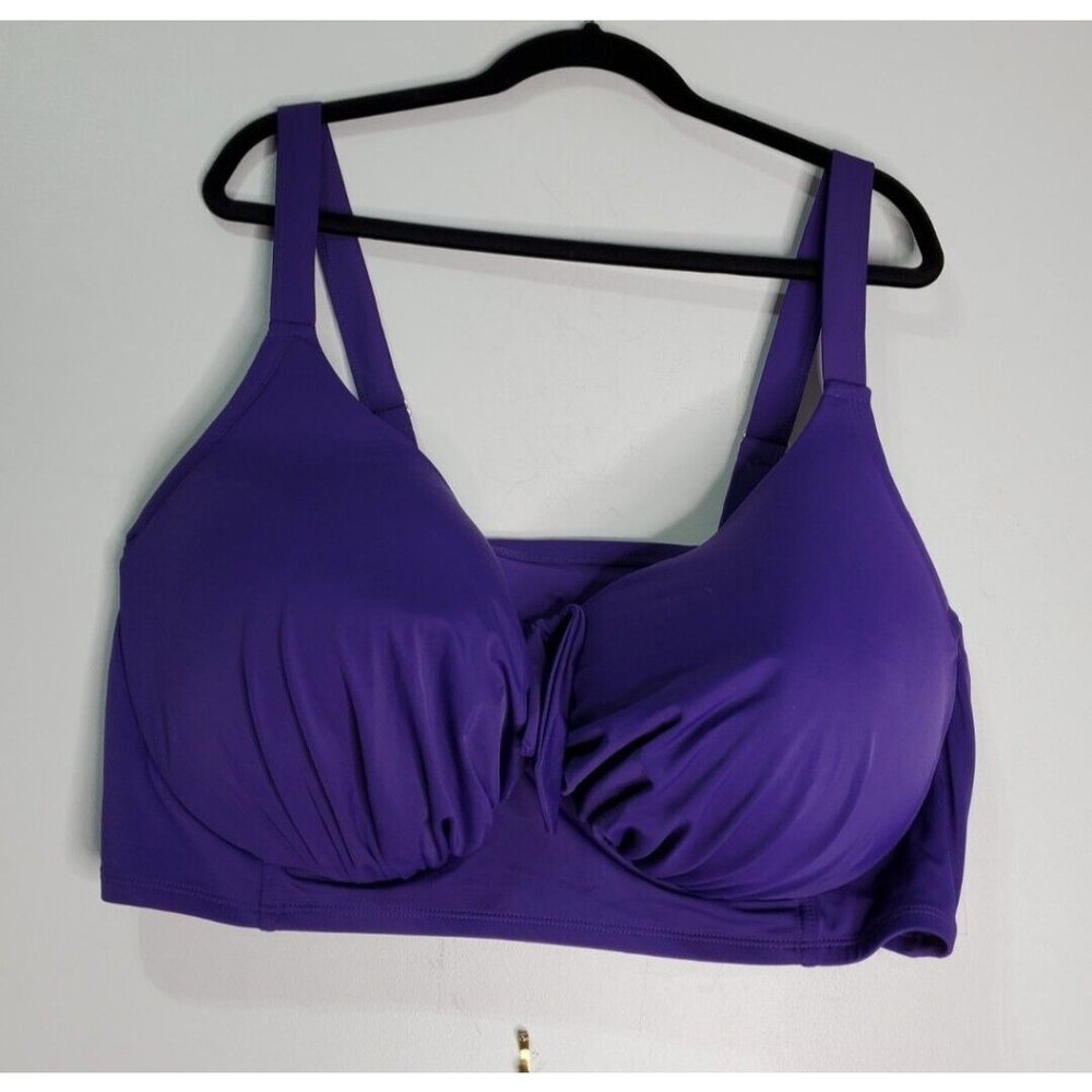 NWT Swimsuits for All Size 46DDD Purple Bikini Top Tied Underwire Support